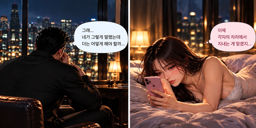각자의 자리에서 살아가는 두 사람